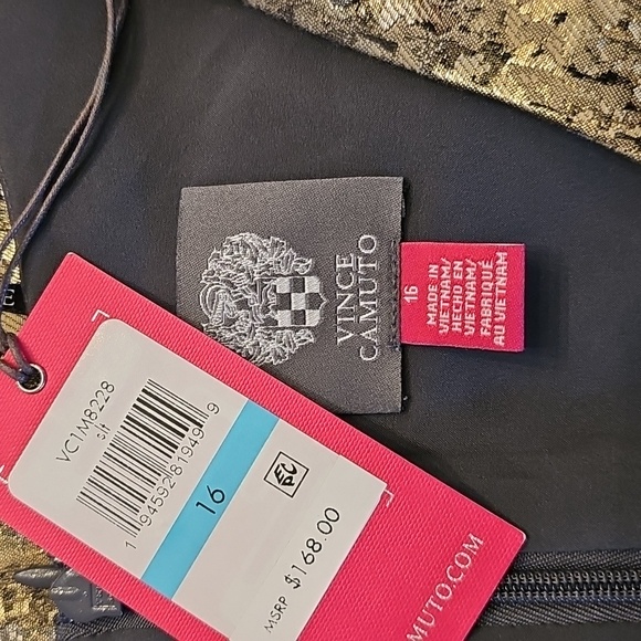 Vince Camuto Metallic Gold and Black Midi Dress - Picture 4 of 4